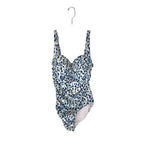 Nip Tuck Swim One Piece Swimsuit Blue Water Drop Print Multi Fit Cup Size 10